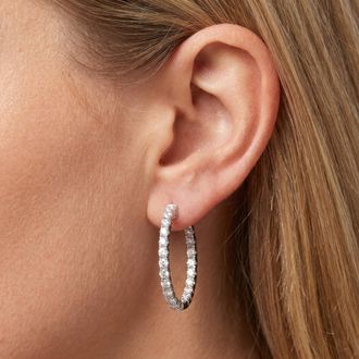 Pompeii3 1.55Ct Diamond Inside Outside Hoops High Quality Vault Lock 1 Tall Lab Grown