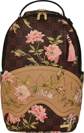 Sprayground Floral-Print Backpack with Ergonomic Design and Gold Hardware