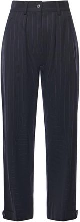 Pinko Pastasfoglia Broek - Dames - Wijde Broeken - Blauw - S - Wol - Broeken