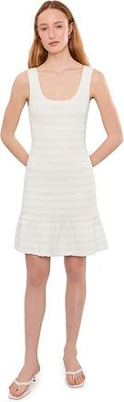 CeCe by Cynthia Steffe Pointelle Square Neck Sleeveless Dress Womens Dress Antique White : MD, Polyester/Viscose