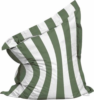 Oviala Coj&iacute;n XXL con dise&ntilde;o a rayas, 180 x 145 cm, verde cactus y blanco