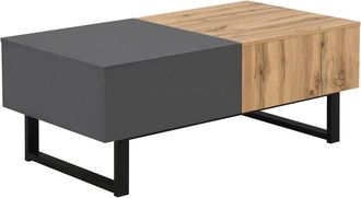 Urban Meuble Mesa de centro extensible con almacenaje integrado en madera y metal
