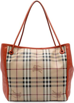 Burberry Pre-owned Burberry Small Leather Trimmed Haymarket Check Coated Canvas Canterbury Tote Ladies ITTIVGRO58CAL