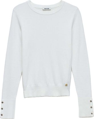 Salsa Strickpullover SALSA Salsa Jeans Pullover Basic Long Sleeve, Damen, Gr. L, weiss (wei&szlig;), Obermaterial: 83% Viskose CV. 15% Nylon NY. 2% Elasthan EL., 