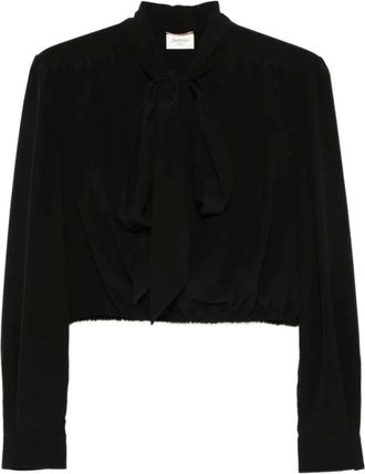 Saint Laurent Blouses, female, Black, Size: M Lavalli&egrave;re Blouse