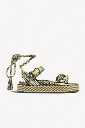 Amambaih Carolina Braided Lace Up Platform Sandal in Kaki Lemon at Nordstrom, Size 38