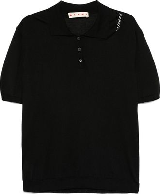 Marni knitted polo top - women - Virgin Wool/Silk - 38 - Black