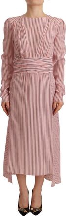 Ermanno Scervino Stripes Long Sleeves Sheath Midi Womens Dress (Pre-Owned)