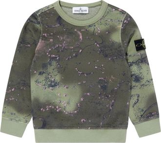 Stone Island Kids Sweatshirts, male, Green, 12 Y, Marbled Sweatshirt