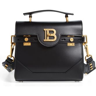 Balmain B-Buzz 23 Monogram Leather Top Handle Bag in 0Pa Black at Nordstrom
