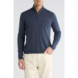 Jack Victor Daniel Quarter-Zip Cotton Sweater in Washed Navy at Nordstrom, Size Xx-Large