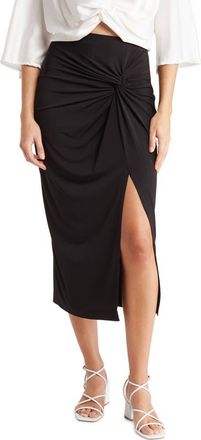Renee C Ruched Solid Midi Skirt in Black at Nordstrom Rack, Size X-Small