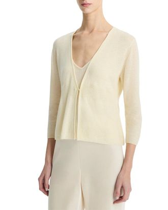 Vince Wool-Blend Ribbed Cardigan