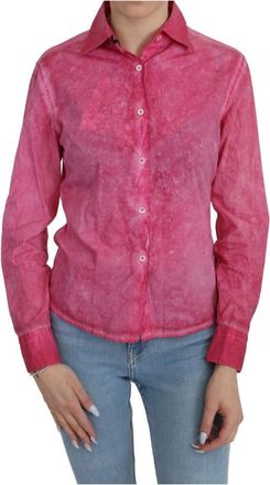 Ermanno Scervino Polo Blouse met Lange Mouwen en Kraag - Dames - Overhemden - Roze - S - Katoen - Overhemden