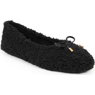 Aerosoles Patrina Faux Shearling Flat in Black Faux Shearling at Nordstrom, Size 6.5