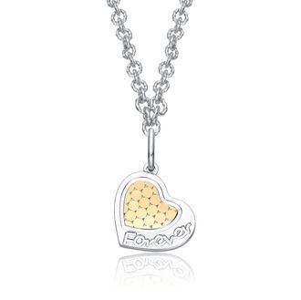 Rachel Glauber Forever Embrace Two-Tone Heart Pendant Necklace