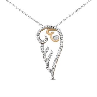 House of Brilliance 10K Yellow Gold over Silver 1/4 Cttw Diamond Angel Wing Pendant Necklace at Nordstrom