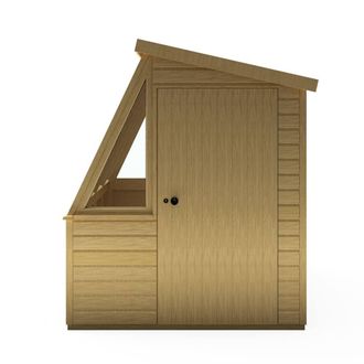 Shires Iceni 8x6 Potting Shed Pre Hung Doors with Opening Glass Side Window in Brown