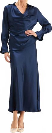 Tyler B&ouml;e Edie Charmeuse Skirt In Mid Navy