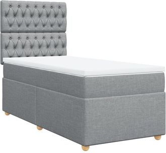 vidaXL Cama Box Spring Con Colch&oacute;n Tela Gris Claro 90x200 Cm Vidaxl