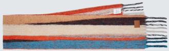 Loewe Fringed striped alpaca-blend scarf
