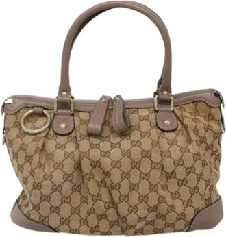 Gucci Pre-owned Handbags, female, Beige, Size: ONE SIZE Pre-owned Canvas Handbag