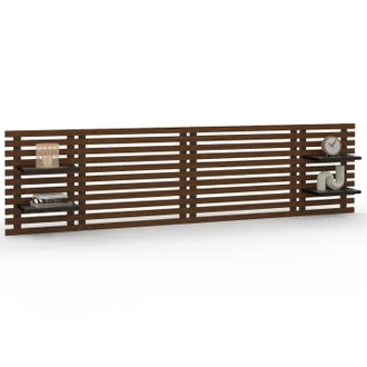IDMarket Idmarket - Testiera Effetto Doga 240 Cm In Legno Invecchiato E Ripiani Neri Ava