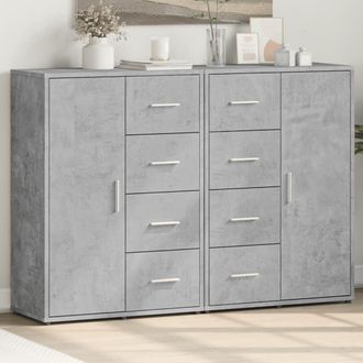 vidaXL Vidaxl - Aparadores 2 Uds Madera De Ingenier&iacute;a Gris Hormig&oacute;n 60x31x84 Cm