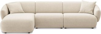Castlery Auburn Chaise Sectional Sofa Left Facing Customized, (Performance Linen Weave) Cream, Spill Resistant, Modular for Sofas by Castlery