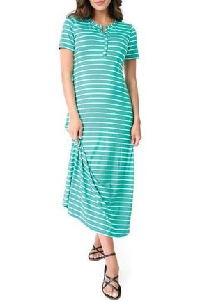 Gibsonlook Henley Knit Maxi Dress in Jade Ivory Star at Nordstrom Rack, Size Xx-Large