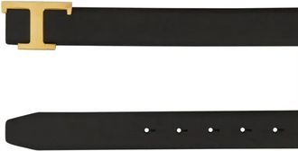 Tod's Tods Gürtel - Reversible Belt With Polished Gold T Buckle - Gr. 80 - in Schwarz - für Damen