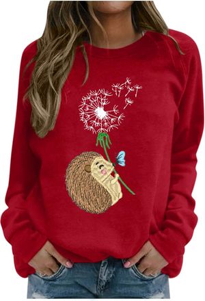 Generic Gifts for Women Sale Clearance Plain Sweatshirts for Women UK Clearancee Womens Fashion Top Blouse Print Long-sleeved Hooded Sweatshirt Casual Fashion