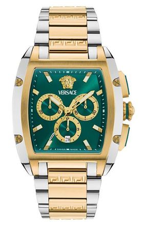 Versace Dominus Chronograph Bracelet Watch, 42mm x 50mm in Two Tone at Nordstrom