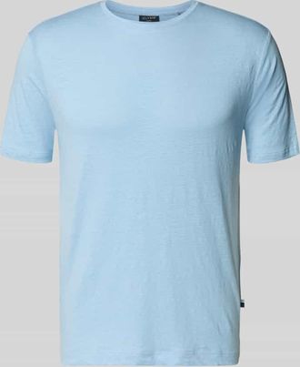 Olymp Level 5 T-Shirt aus Leinen-Elasthan-Mix mit Rundhalsausschnitt in Hellblau, Gr&ouml;&szlig;e XXL