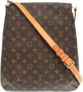 Louis Vuitton Tweedehands Canvas Louis Vuitton tassen - Dames - Vintage Schoudertas - Bruin - ONE Size - Vintage