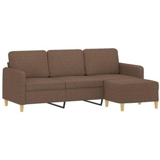 vidaXL Sof&aacute; De 3 Plazas Con Taburete De Tela Marr&oacute;n 180 Cm Vidaxl