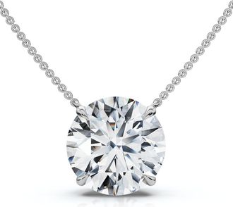 Pompeii3 Certified 3Ct Diamond Solitaire Pendant 14k Gold 18 Necklace Lab Grown