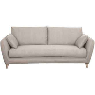 Miliboo Divano letto scandinavo 3 posti in tessuto beige naturale con materasso 10 cm creep