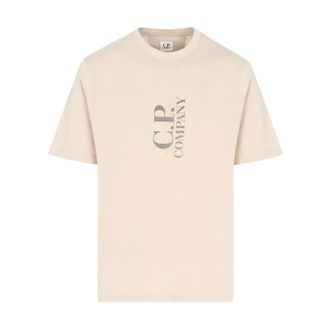 C.P. Company Vertical Logo T-Shirt - male - C.P. Company - T-Shirts - Beige - S - Tops