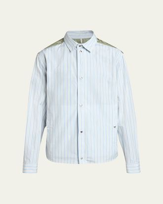 Moncler Mens Mixed-Media Shirt Jacket