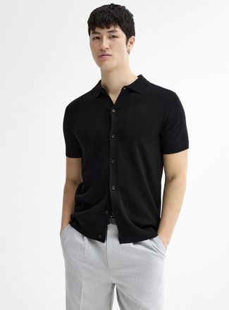 Lindbergh Mens Ultra-soft polo-collar Cardigan Sweater