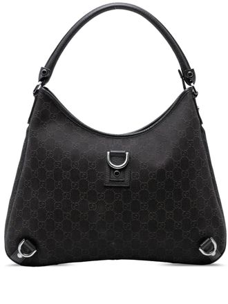 Gucci 2016-2025 GG Denim Abbey D Ring shoulder bag - women - Calf Leather/Denim/Leather - One Size - Brown