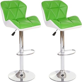 Hhg Hhg - Nunca Usado] Juego De 2 Taburetes De Bar 156, Taburete De Bar Taburete De Mostrador, Altura Regulable Imitaci&oacute;n Cuero, Verde