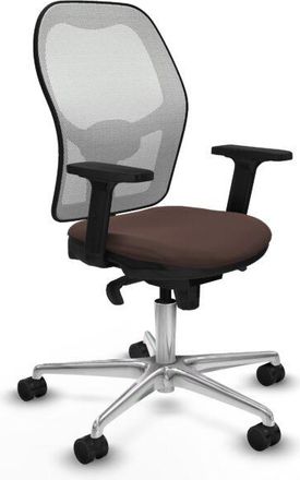 Piqueras y Crespo Piqueras Y Crespo - Jorquera Sincro Malla Blanca Similpiel Marr&oacute;n Oscuro Brazos 2d Base Aluminio Ruedas 65mm Nailon