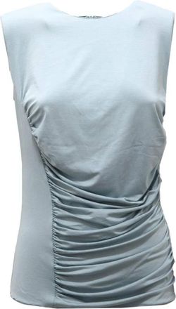 Armani Mouwloze Gedrapeerde Top in Bladgroen - Dames - Tops zonder mouwen - Blauw - L - Tops