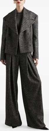 Dolce & Gabbana Womens Striped Wool Pants - Black - Size EU 44 (Womens)