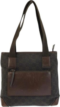 Gucci Pre-owned GG Canvas Leren Tote Bag - Dames - Vintage Schoudertas - Bruin - ONE Size - Leer - Vintage