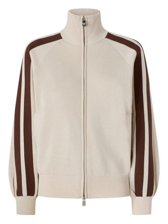 Pinko striped-sleeve zip-up sweatshirt - Neutrals