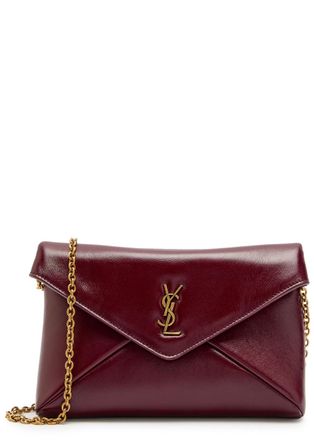 Saint Laurent Envelope Leather Wallet-on-chain - Red - One Size