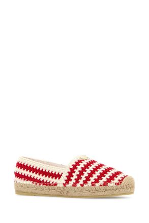 Prada Womens Two-Tone Crochet Espadrilles Rosso Espadrillas